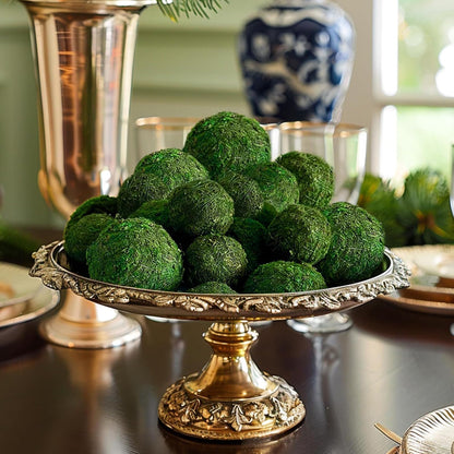 18 Pack Decorative Faux Dried Moss Balls- 6pcs 3.1" Artificial Green Plant Mossy Globes+ 12pcs 2.2" Handmade Sphere Moss Gift for Home Dough Bowl Vase Chinoiserie Decors Party Wedding Display