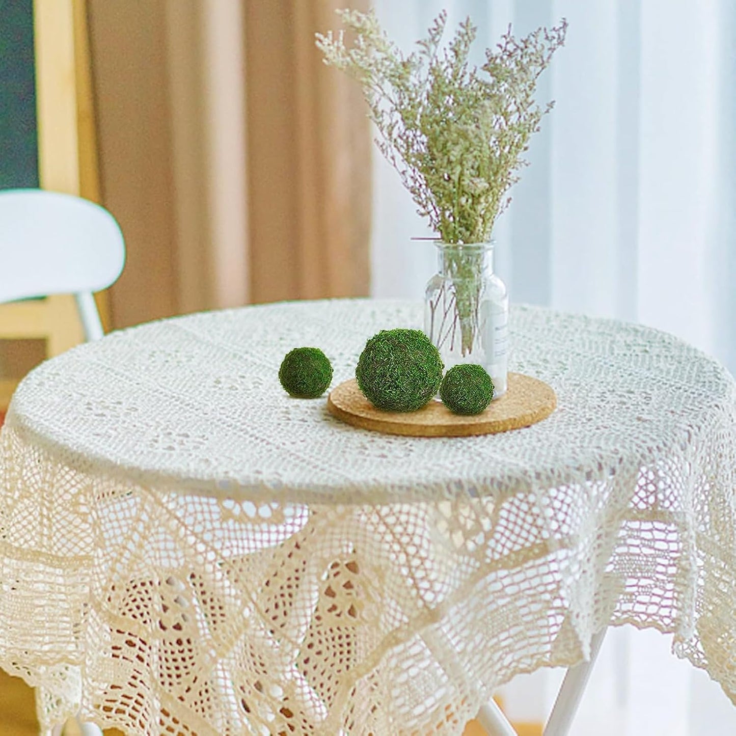 18 Pack Decorative Faux Dried Moss Balls- 6pcs 3.1" Artificial Green Plant Mossy Globes+ 12pcs 2.2" Handmade Sphere Moss Gift for Home Dough Bowl Vase Chinoiserie Decors Party Wedding Display