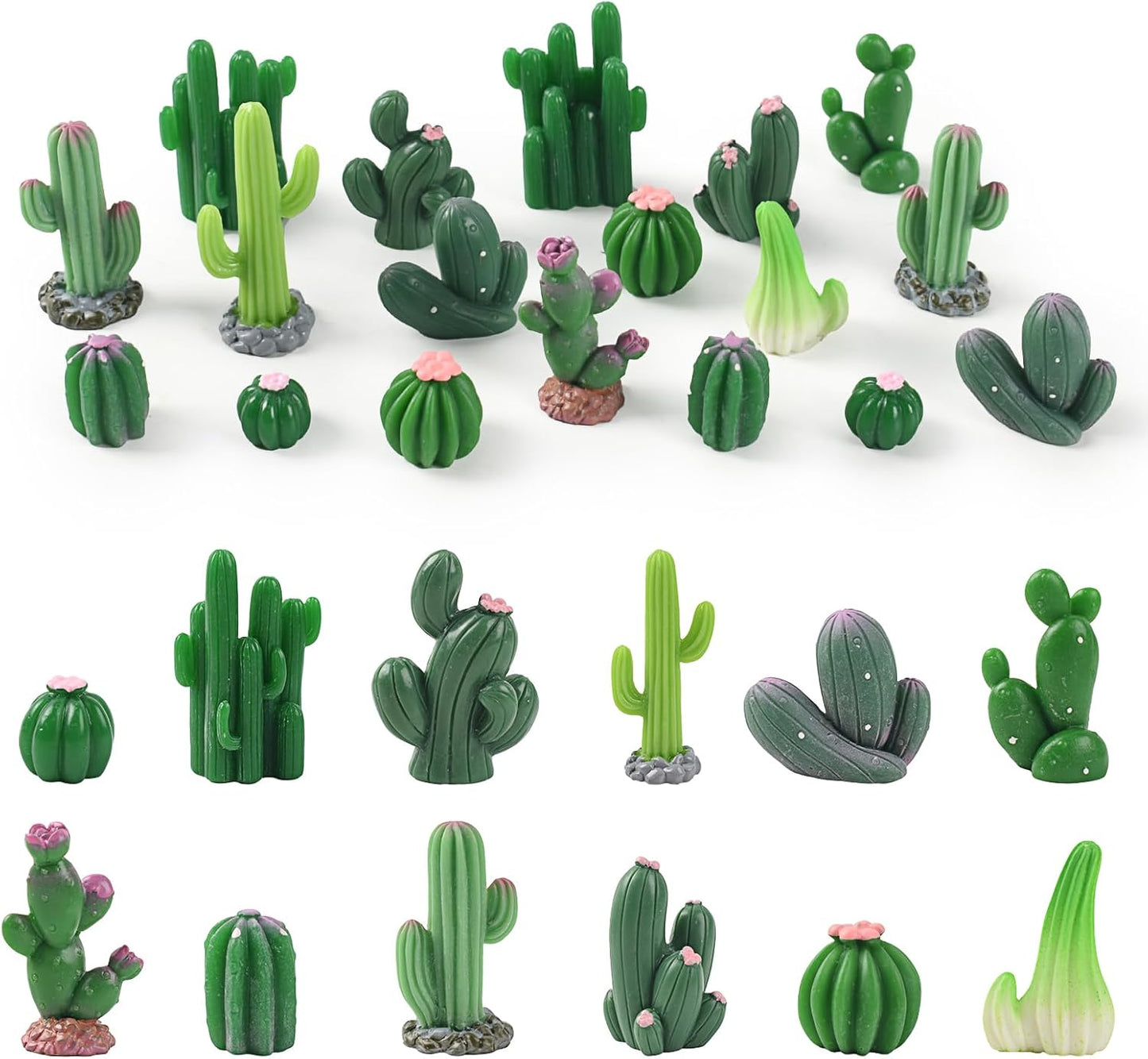 36PCS Miniature Cactus Figurines Mini Artificial Cactus Resin Succulent Plant for Fairy Garden DIY Garden Plant Pot