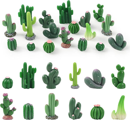 36PCS Miniature Cactus Figurines Mini Artificial Cactus Resin Succulent Plant for Fairy Garden DIY Garden Plant Pot