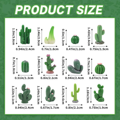 36PCS Miniature Cactus Figurines Mini Artificial Cactus Resin Succulent Plant for Fairy Garden DIY Garden Plant Pot