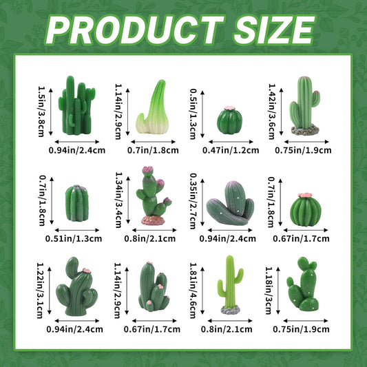 36PCS Miniature Cactus Figurines Mini Artificial Cactus Resin Succulent Plant for Fairy Garden DIY Garden Plant Pot
