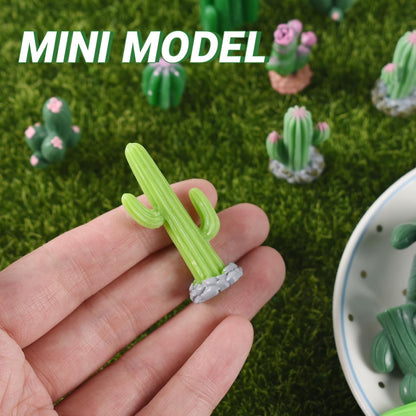 36PCS Miniature Cactus Figurines Mini Artificial Cactus Resin Succulent Plant for Fairy Garden DIY Garden Plant Pot