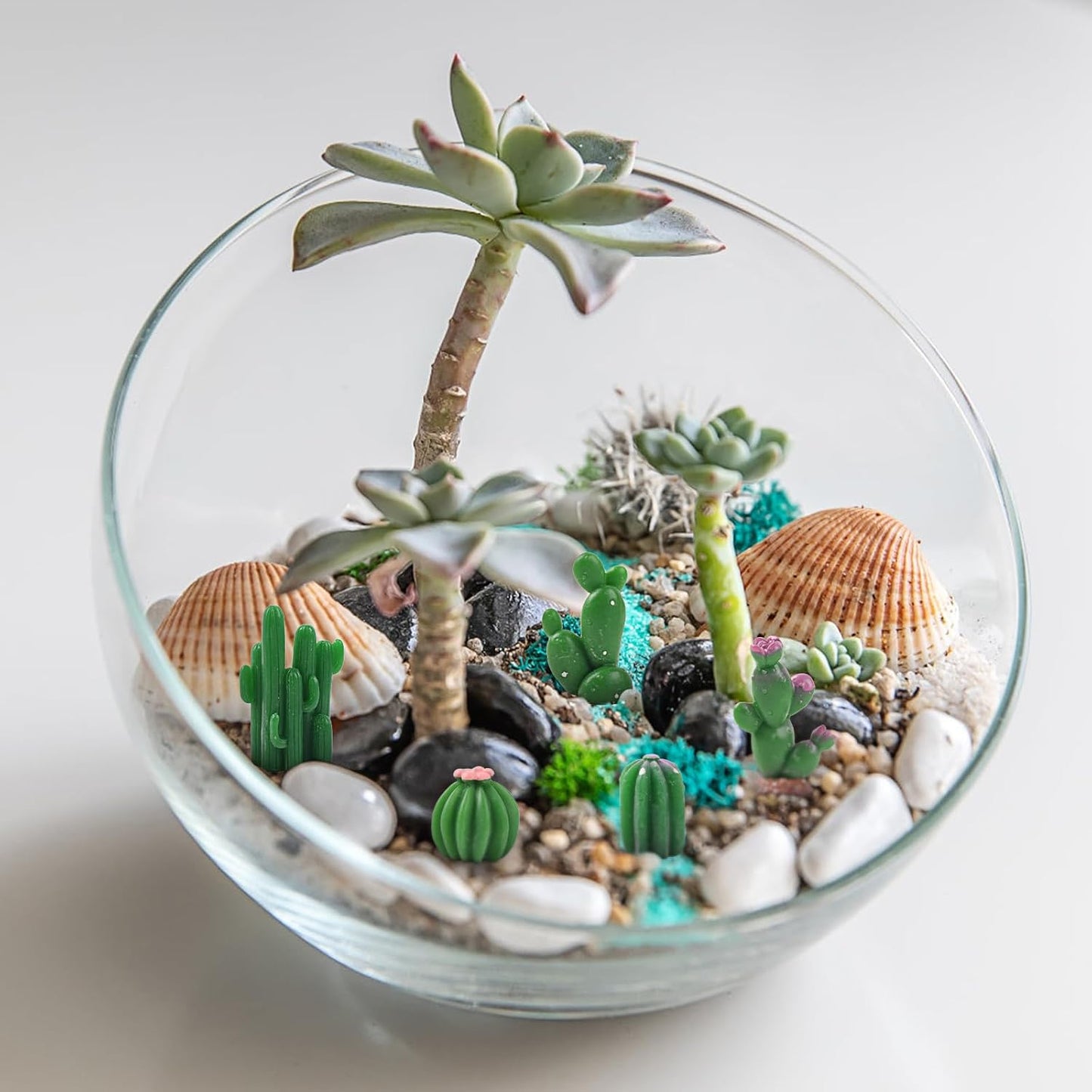 36PCS Miniature Cactus Figurines Mini Artificial Cactus Resin Succulent Plant for Fairy Garden DIY Garden Plant Pot