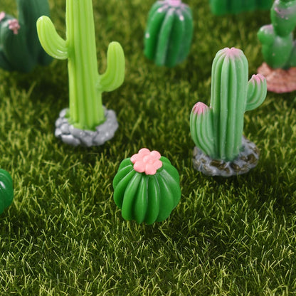 36PCS Miniature Cactus Figurines Mini Artificial Cactus Resin Succulent Plant for Fairy Garden DIY Garden Plant Pot