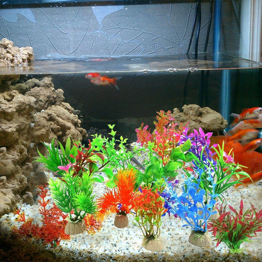 10 Pack Artificial Aquarium Plants, Small Size 4 inch Approximate Height Fish Tank Decorations Home Décor Plastic Green