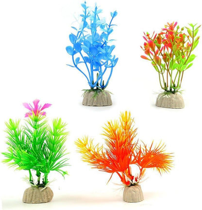 10 Pack Artificial Aquarium Plants, Small Size 4 inch Approximate Height Fish Tank Decorations Home Décor Plastic Green