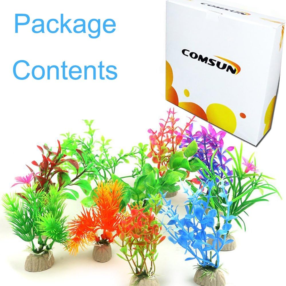 10 Pack Artificial Aquarium Plants, Small Size 4 inch Approximate Height Fish Tank Decorations Home Décor Plastic Green