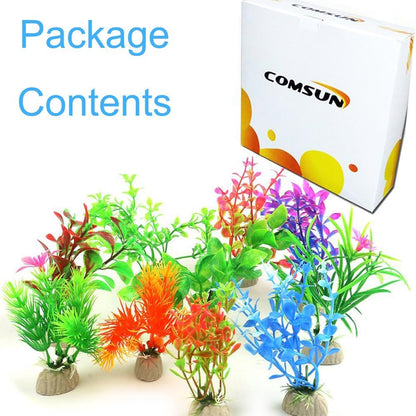 10 Pack Artificial Aquarium Plants, Small Size 4 inch Approximate Height Fish Tank Decorations Home Décor Plastic Green