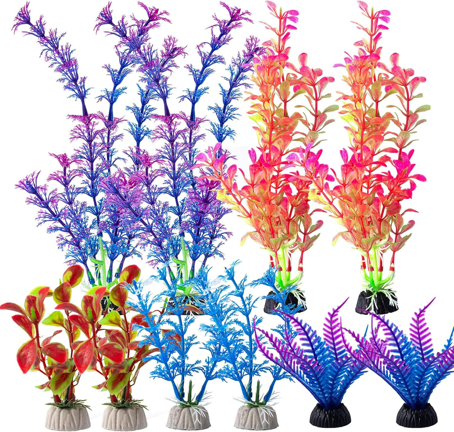 10 Pack Artificial Aquarium Plants, Small Size 4 inch Approximate Height Fish Tank Decorations Home Décor Plastic Green