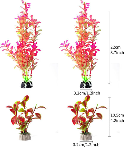 10 Pack Artificial Aquarium Plants, Small Size 4 inch Approximate Height Fish Tank Decorations Home Décor Plastic Green