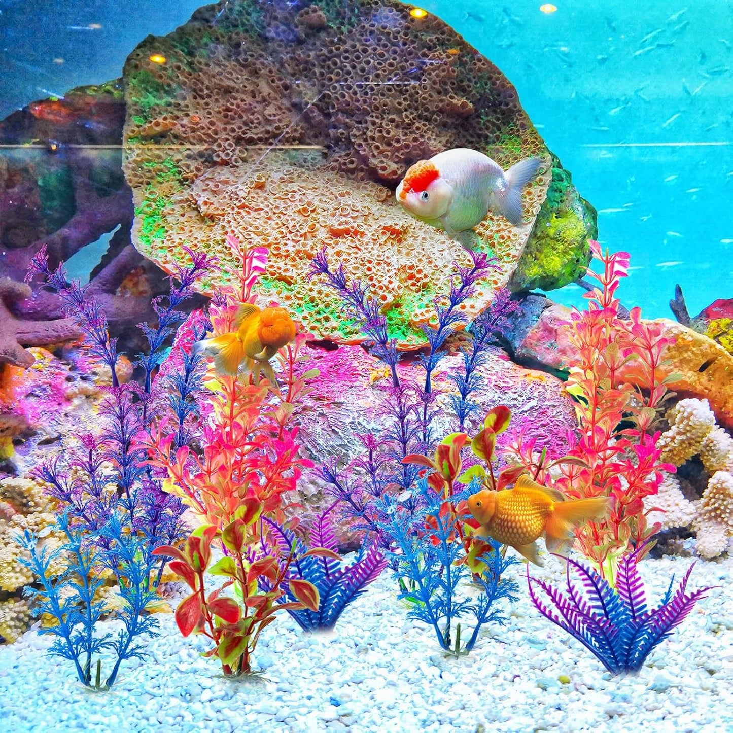 10 Pack Artificial Aquarium Plants, Small Size 4 inch Approximate Height Fish Tank Decorations Home Décor Plastic Green