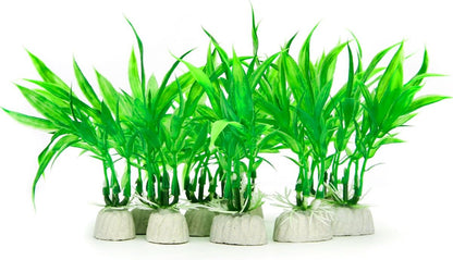 10 Pack Artificial Aquarium Plants, Small Size 4 inch Approximate Height Fish Tank Decorations Home Décor Plastic Green