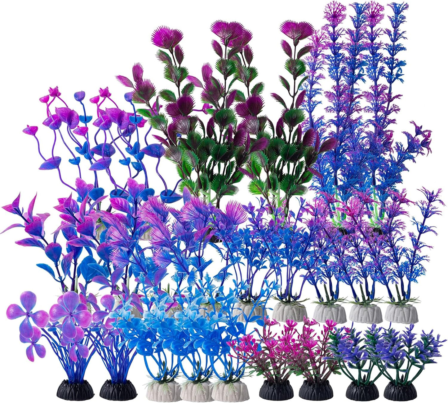 10 Pack Artificial Aquarium Plants, Small Size 4 inch Approximate Height Fish Tank Decorations Home Décor Plastic Green