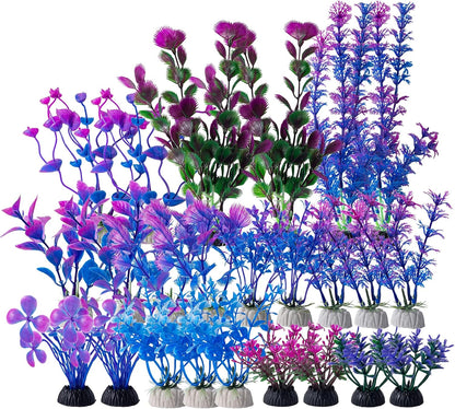 10 Pack Artificial Aquarium Plants, Small Size 4 inch Approximate Height Fish Tank Decorations Home Décor Plastic Green