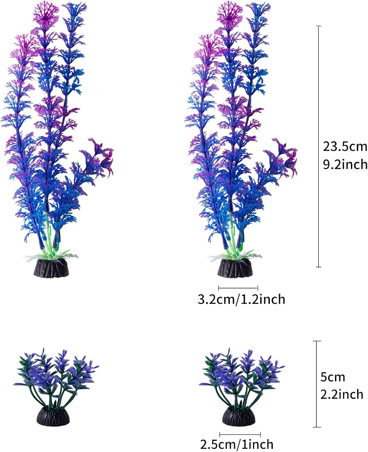 10 Pack Artificial Aquarium Plants, Small Size 4 inch Approximate Height Fish Tank Decorations Home Décor Plastic Green