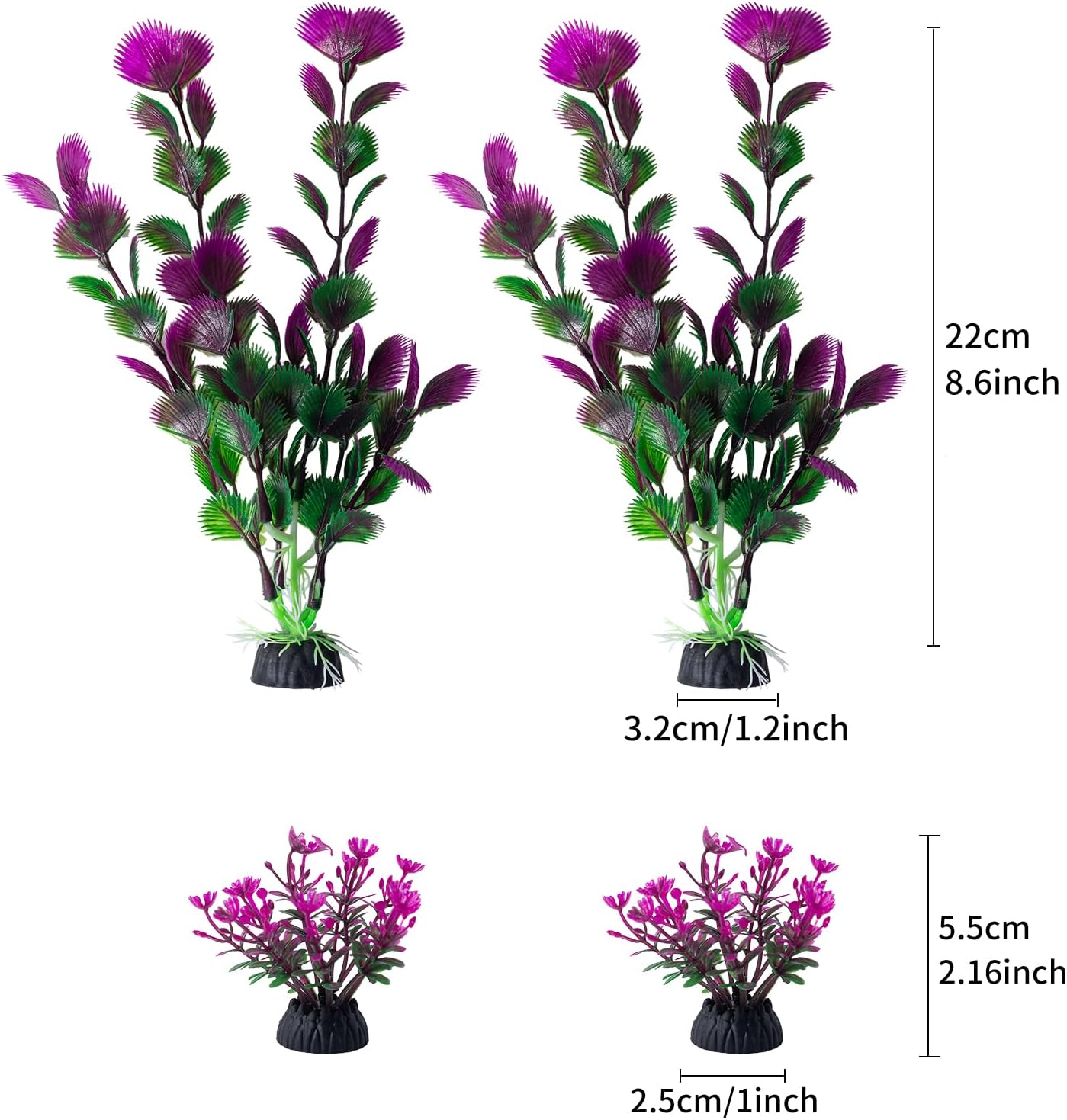 10 Pack Artificial Aquarium Plants, Small Size 4 inch Approximate Height Fish Tank Decorations Home Décor Plastic Green