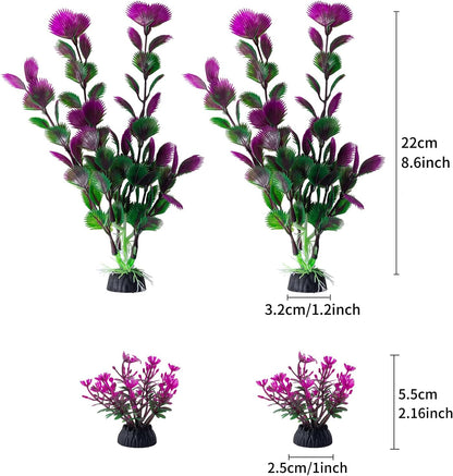 10 Pack Artificial Aquarium Plants, Small Size 4 inch Approximate Height Fish Tank Decorations Home Décor Plastic Green