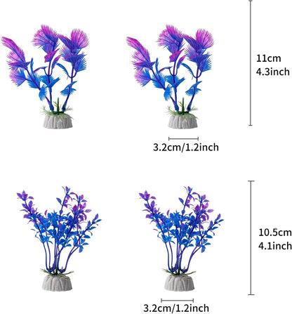 10 Pack Artificial Aquarium Plants, Small Size 4 inch Approximate Height Fish Tank Decorations Home Décor Plastic Green