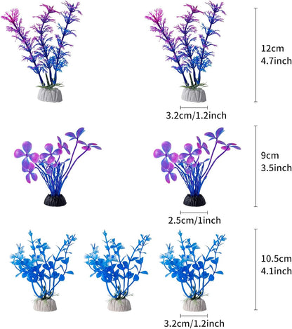 10 Pack Artificial Aquarium Plants, Small Size 4 inch Approximate Height Fish Tank Decorations Home Décor Plastic Green