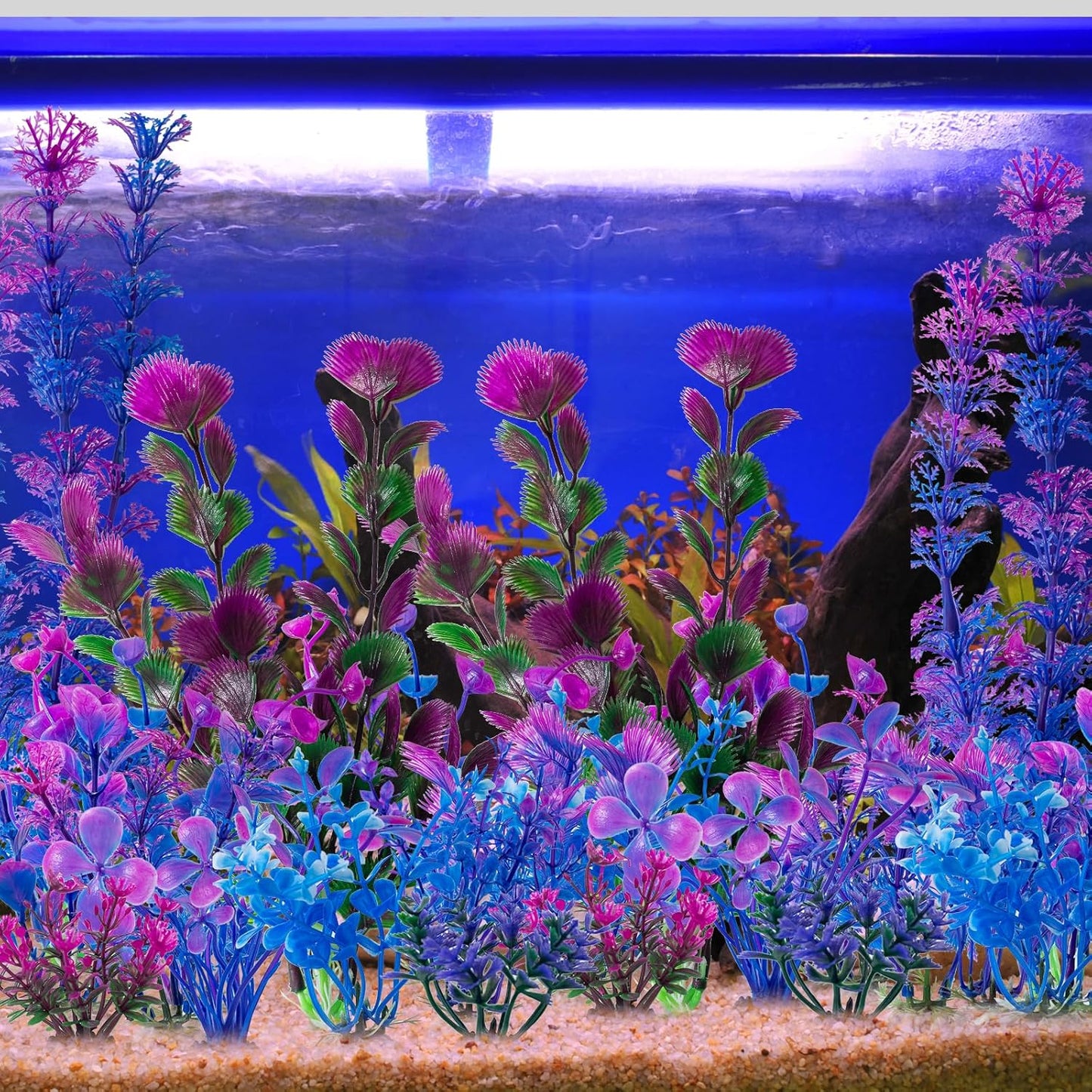 10 Pack Artificial Aquarium Plants, Small Size 4 inch Approximate Height Fish Tank Decorations Home Décor Plastic Green