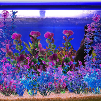 10 Pack Artificial Aquarium Plants, Small Size 4 inch Approximate Height Fish Tank Decorations Home Décor Plastic Green