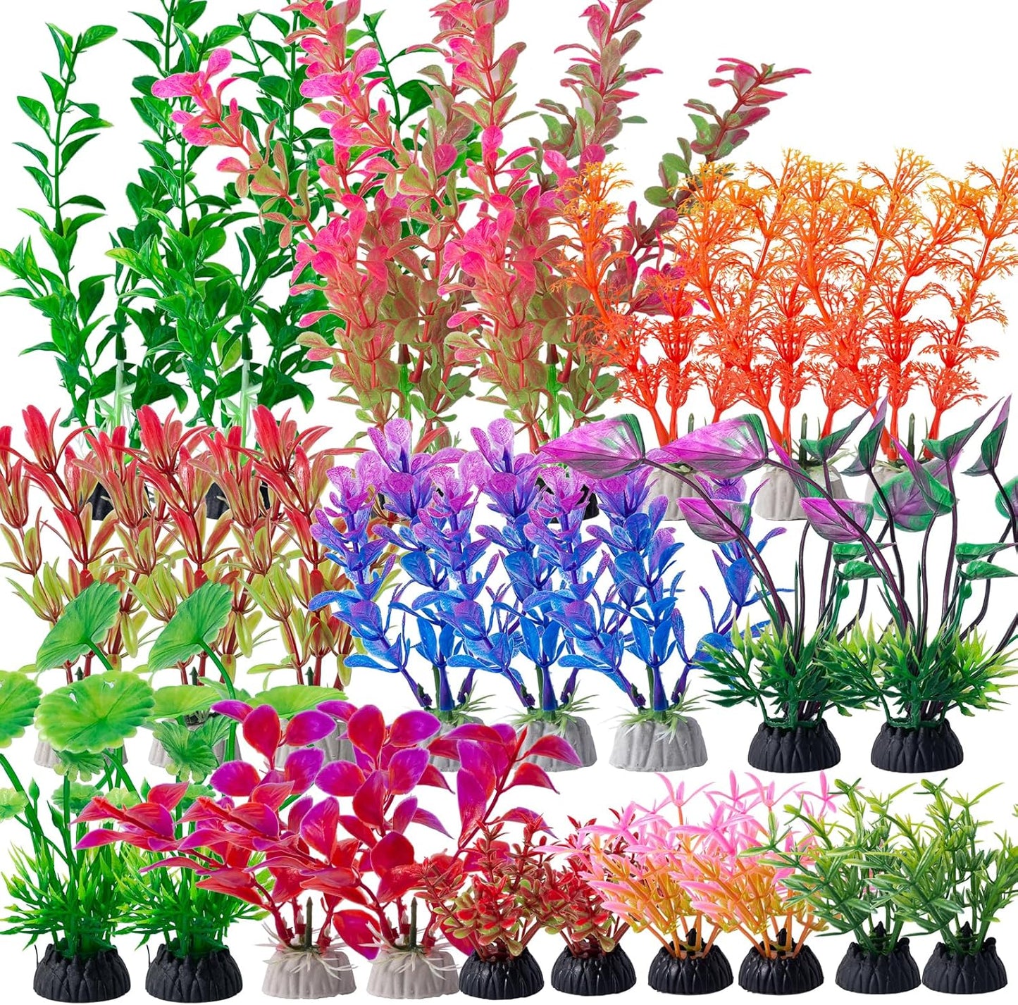 10 Pack Artificial Aquarium Plants, Small Size 4 inch Approximate Height Fish Tank Decorations Home Décor Plastic Green
