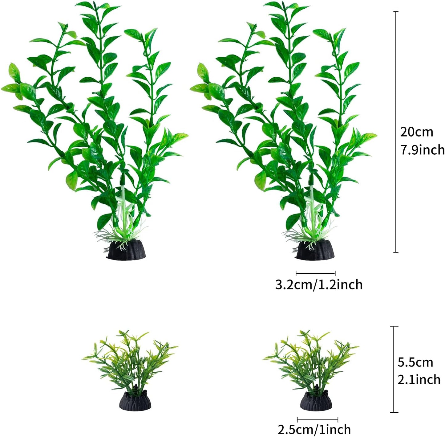 10 Pack Artificial Aquarium Plants, Small Size 4 inch Approximate Height Fish Tank Decorations Home Décor Plastic Green