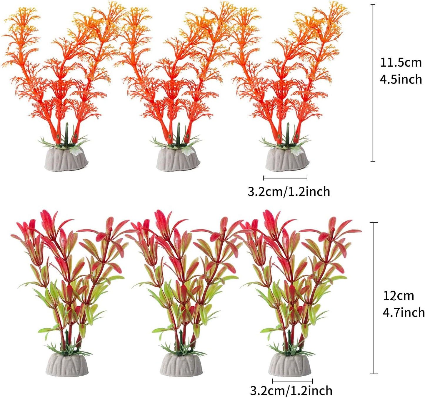 10 Pack Artificial Aquarium Plants, Small Size 4 inch Approximate Height Fish Tank Decorations Home Décor Plastic Green