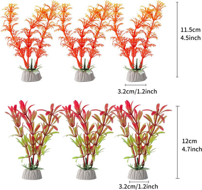 10 Pack Artificial Aquarium Plants, Small Size 4 inch Approximate Height Fish Tank Decorations Home Décor Plastic Green