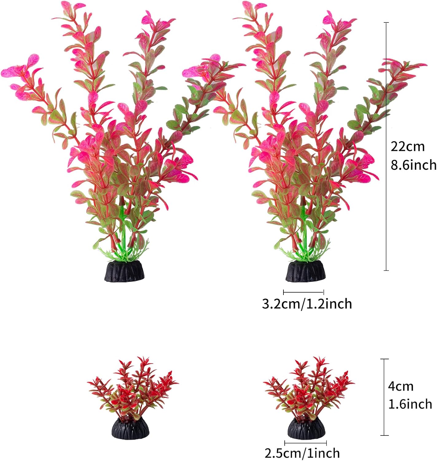10 Pack Artificial Aquarium Plants, Small Size 4 inch Approximate Height Fish Tank Decorations Home Décor Plastic Green