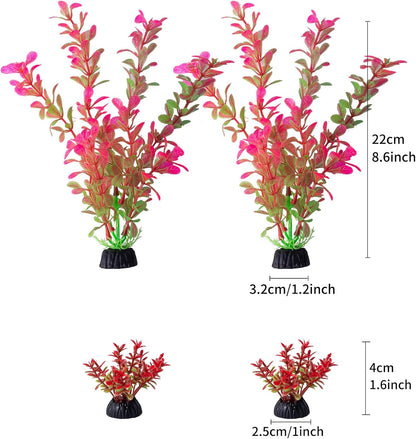 10 Pack Artificial Aquarium Plants, Small Size 4 inch Approximate Height Fish Tank Decorations Home Décor Plastic Green