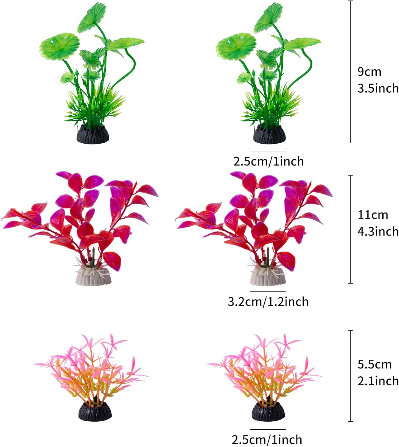 10 Pack Artificial Aquarium Plants, Small Size 4 inch Approximate Height Fish Tank Decorations Home Décor Plastic Green