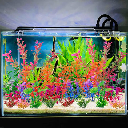 10 Pack Artificial Aquarium Plants, Small Size 4 inch Approximate Height Fish Tank Decorations Home Décor Plastic Green