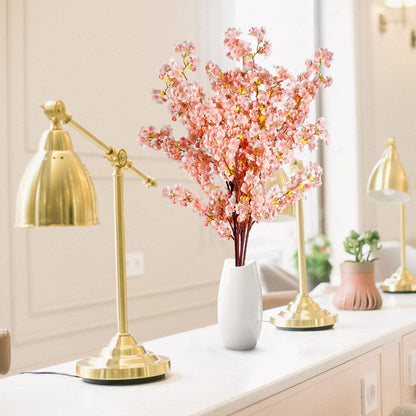 Cherry Flower Branches Plum Blossom Artificial Flowers Branches 39 Inch Branches Flowers Tree Stems for Home Wedding Party Decor (3 Pcs, Pink)