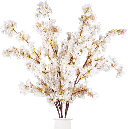 Cherry Flower Branches Plum Blossom Artificial Flowers Branches 39 Inch Branches Flowers Tree Stems for Home Wedding Party Decor (3 Pcs, Pink)