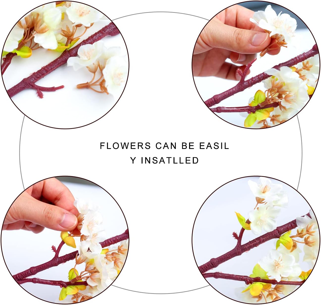 Cherry Flower Branches Plum Blossom Artificial Flowers Branches 39 Inch Branches Flowers Tree Stems for Home Wedding Party Decor (3 Pcs, Pink)