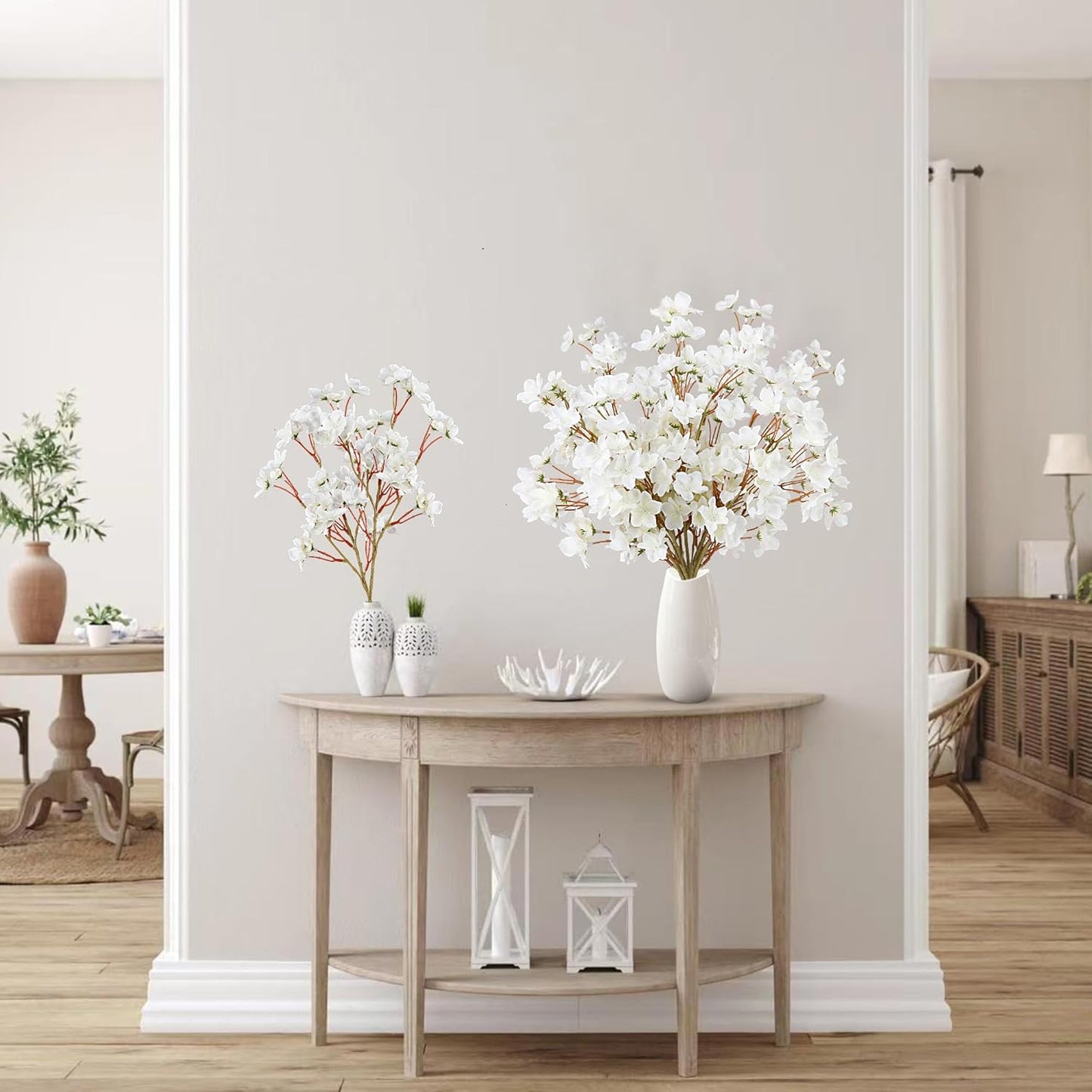 Cherry Flower Branches Plum Blossom Artificial Flowers Branches 39 Inch Branches Flowers Tree Stems for Home Wedding Party Decor (3 Pcs, Pink)
