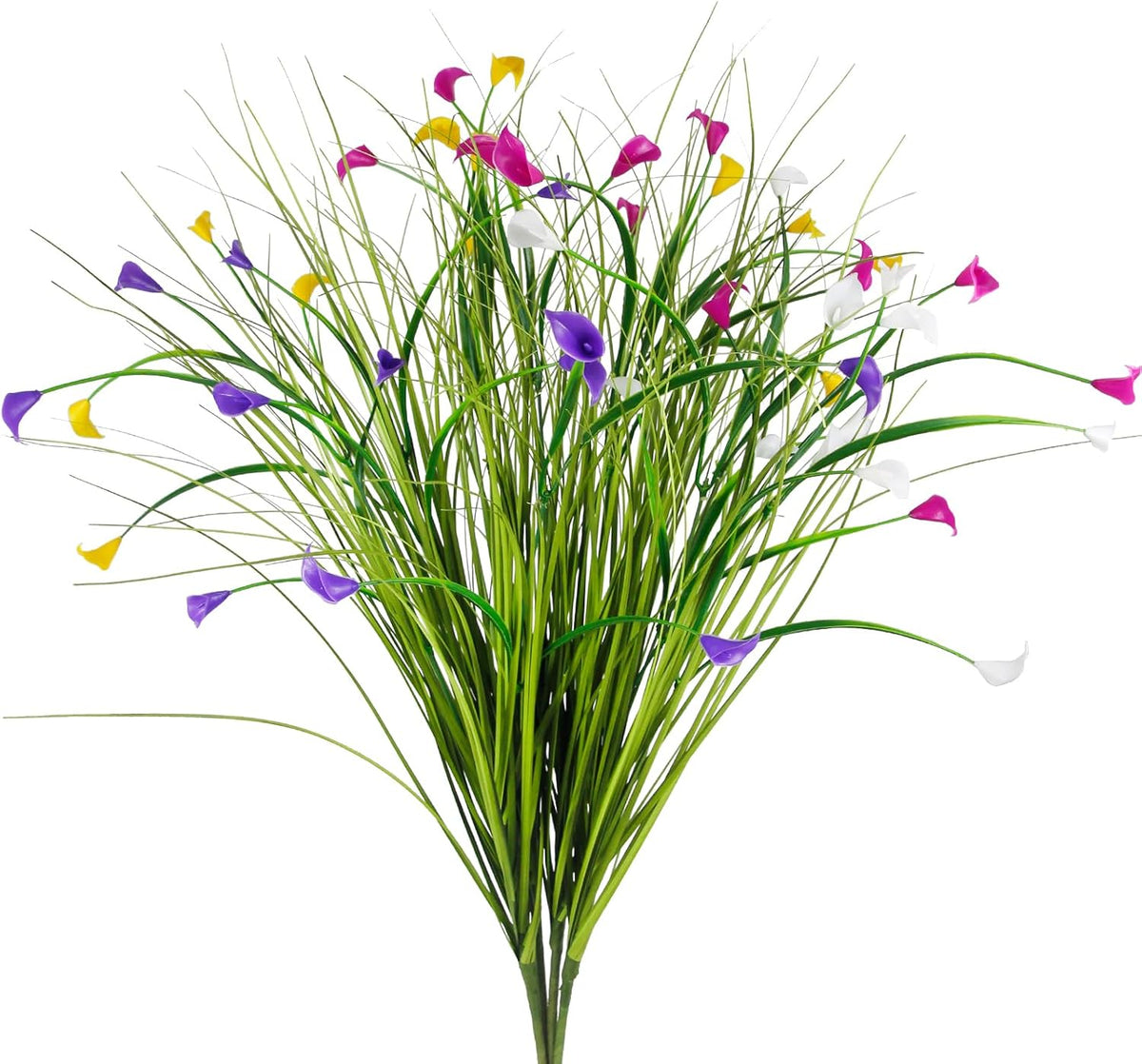 4 Pcs Artificial Plants Onion Grass Outdoor 37" Fake Tall Grass with Daisy Wildflowers Orange Artificial Wheat Grass Faux Shrubs Bush Greenery Stems for Indoor Garden Outside Office Home Decor