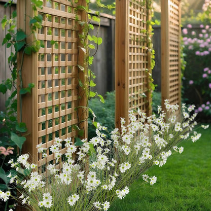 4 Pcs Artificial Plants Onion Grass Outdoor 37" Fake Tall Grass with Daisy Wildflowers Orange Artificial Wheat Grass Faux Shrubs Bush Greenery Stems for Indoor Garden Outside Office Home Decor