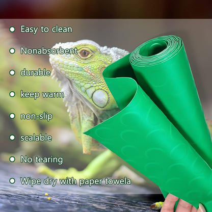 Bearded Dragon Tank Accessories, Reptile Terrarium Carpet Substrate for Leopard Gecko, Lizard, Iguana, Snake, Tortoise, Non-Adhesive Reptile Habitat Bedding(Black 79inch)