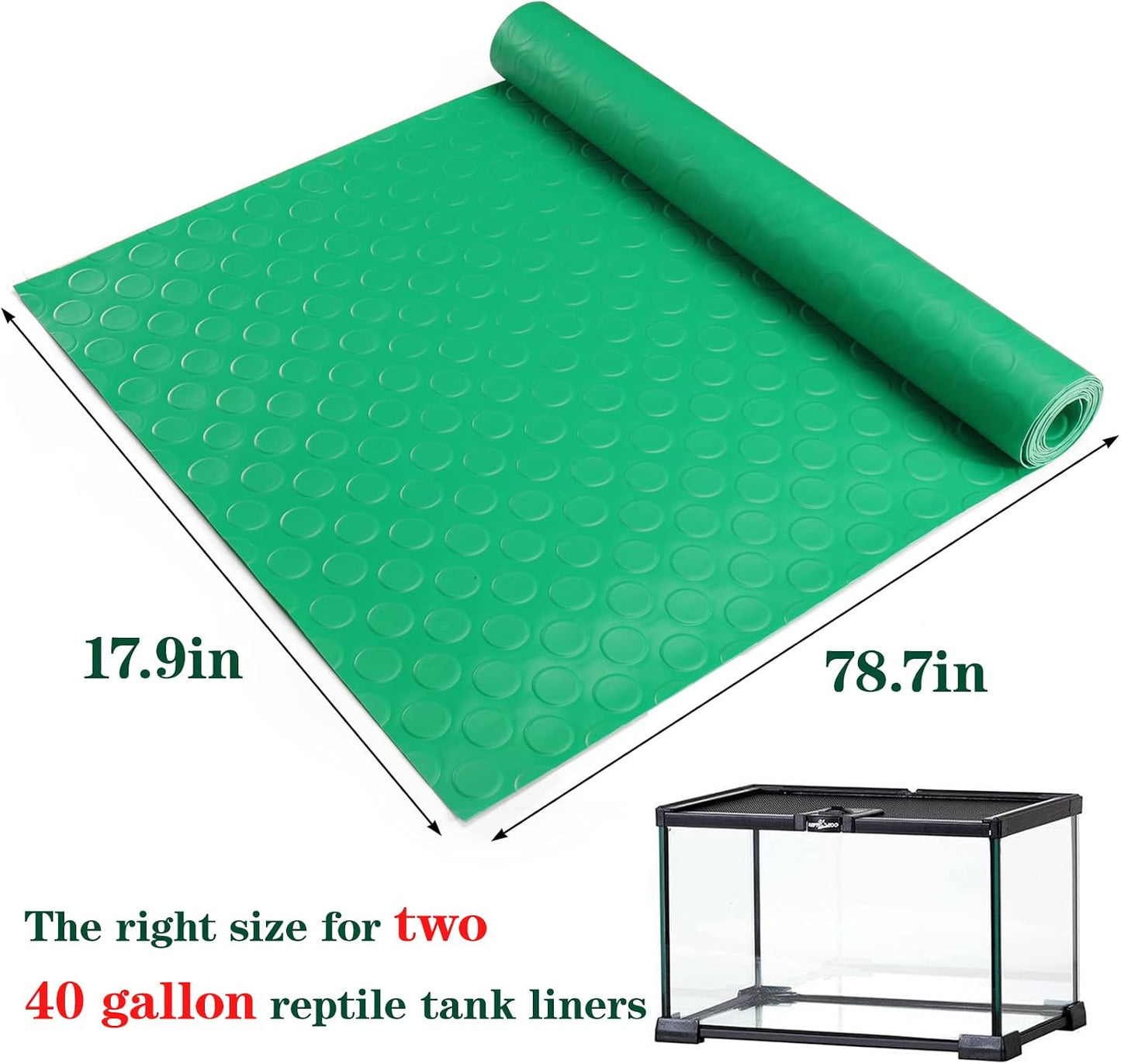 Bearded Dragon Tank Accessories, Reptile Terrarium Carpet Substrate for Leopard Gecko, Lizard, Iguana, Snake, Tortoise, Non-Adhesive Reptile Habitat Bedding(Black 79inch)