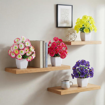 4 Pack Small Artificial Mums Flowers in White Pots, Fake Mini Potted Plants, Spring Floral Decor for Home Bathroom Shelves Office Desk Table Centerpiece Indoor Decoration