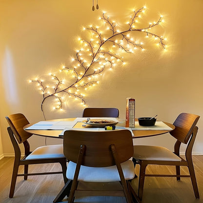 Twinkling Brown Vine Fairy Lights 96 LED Bendable Willow Vine Lights - 1pc 6Ft Flexible Brown Vine Fairy Lights with 8 Modes Twinkle Artificial Tree Branches (1pc 96 LED Lights)