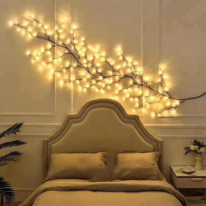 Twinkling Brown Vine Fairy Lights 96 LED Bendable Willow Vine Lights - 1pc 6Ft Flexible Brown Vine Fairy Lights with 8 Modes Twinkle Artificial Tree Branches (1pc 96 LED Lights)
