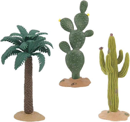 3pcs Artificial Cactus Plants Set Fake Succulent Decorations for Reptile Terrariums Aquarium Landscape Micro Desert Scene Pet Habitat Ornament