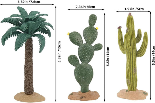 3pcs Artificial Cactus Plants Set Fake Succulent Decorations for Reptile Terrariums Aquarium Landscape Micro Desert Scene Pet Habitat Ornament