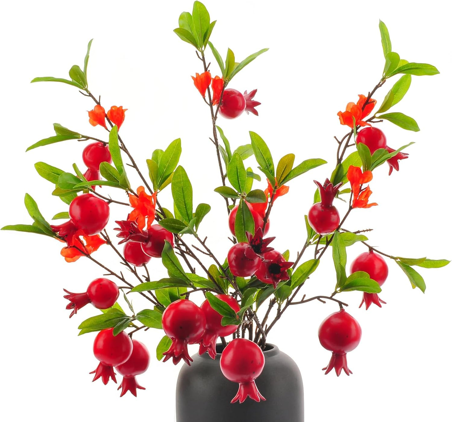 Artificial Pomegranate Fruit Flowers, 3pcs, 37 inch | Lifelike Handmade, Suitable for Home, Office, Festival, Flower Decoration