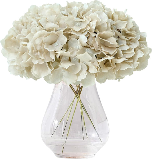 10Pcs Artificial Hydrangea Flowers Blush Heads Fake Hydrangea Silk Flowers for Wedding Centerpieces Bouquets DIY Floral Decor Home Decoration with Stems(VASE NOT Included) - Colors A