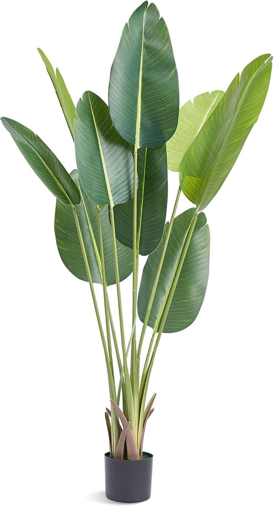 Artificial Bird of Paradise Tree, 5 FT Tall Faux Plant, PE Material & Anti-Tip Tilt Protection Low-Maintenance Plant, Lifelike Green Fake Tree for Home Office Warehouse Decor Indoor Outdoor